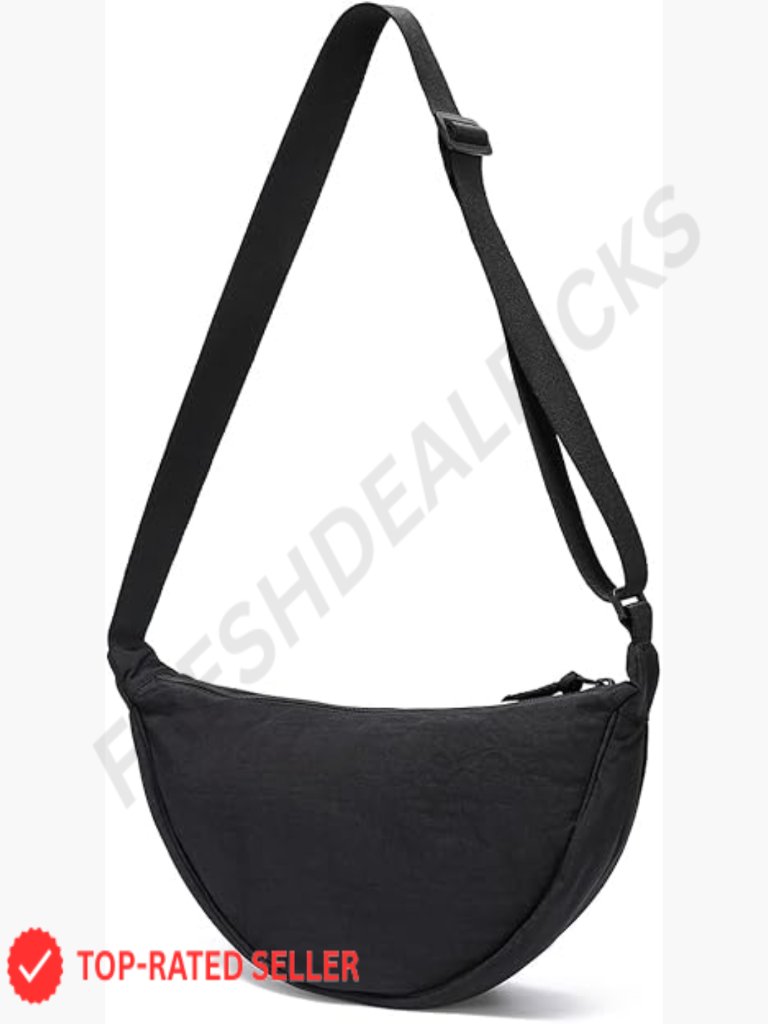 Crescent Sling Crossbody Bag Trendy Half Moon Shape Lightweight Nylon Shoulder